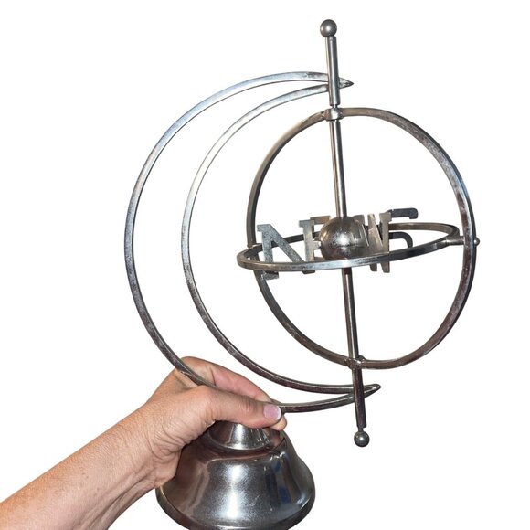 MCM Vintage Armillary W S E N World Globe Directional Metal Sphere Display - Picture 4 of 8